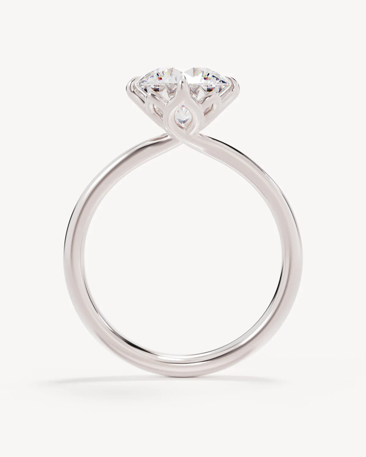 18k Solid White Gold Lotus Solitaire Engagement Ring - Round 2ct - Image 4