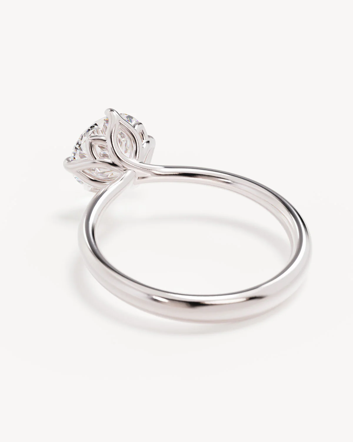 18k Solid White Gold Lotus Solitaire Engagement Ring - Round 2ct - Image 5