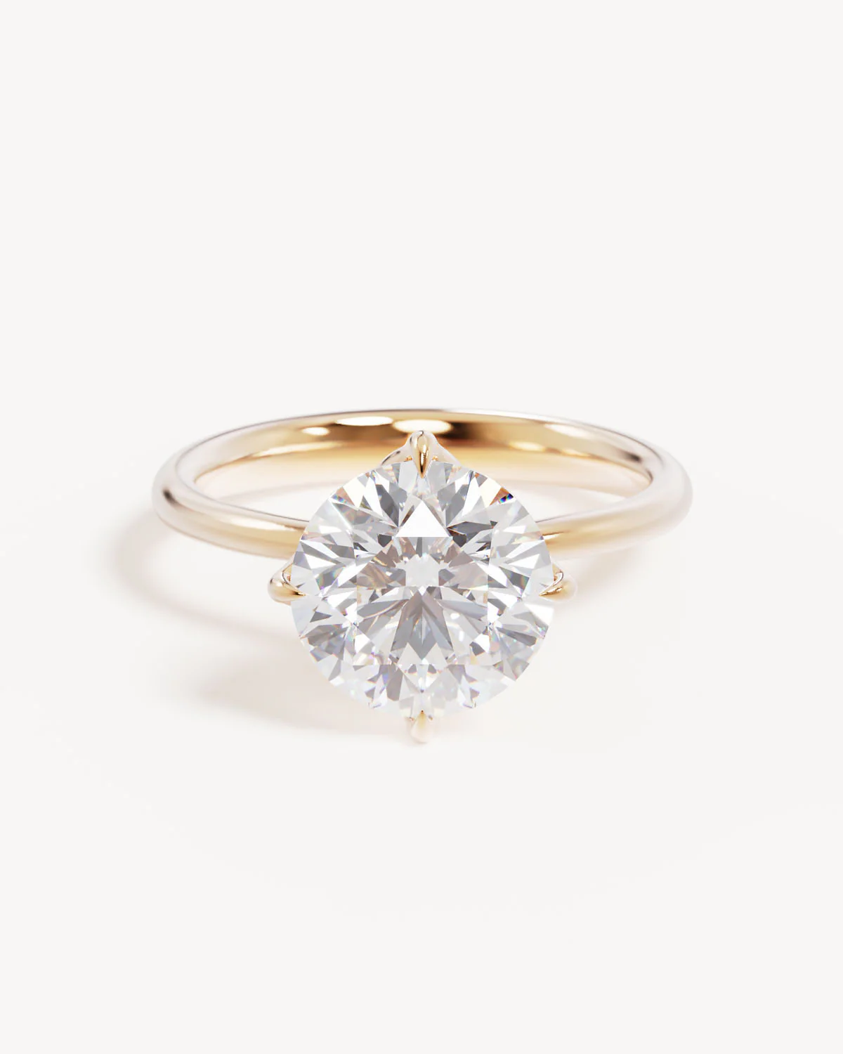 18k Solid Gold Lotus Solitaire Engagement Ring - Round 3ct