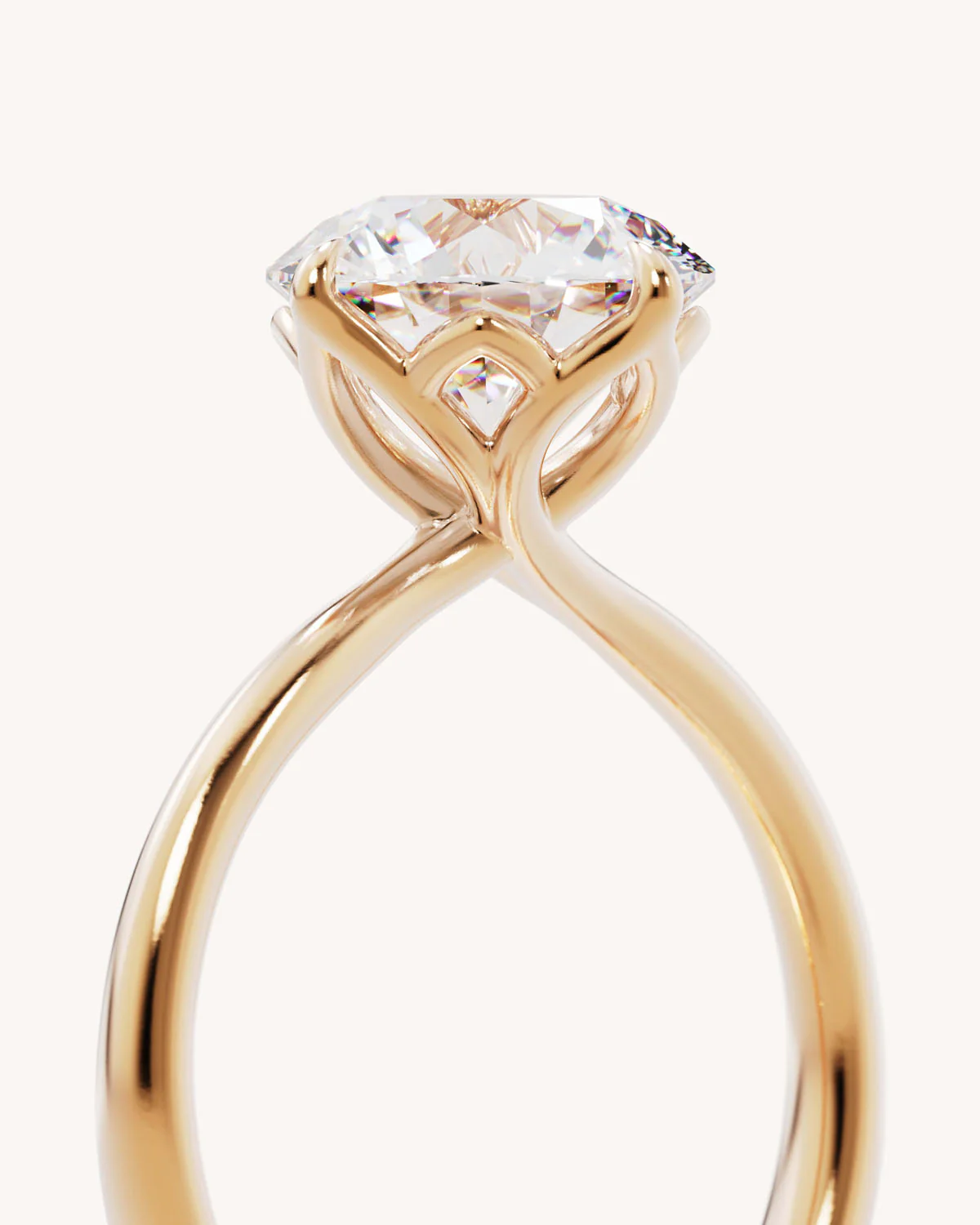 18k Solid Gold Lotus Solitaire Engagement Ring - Round 3ct - Image 3