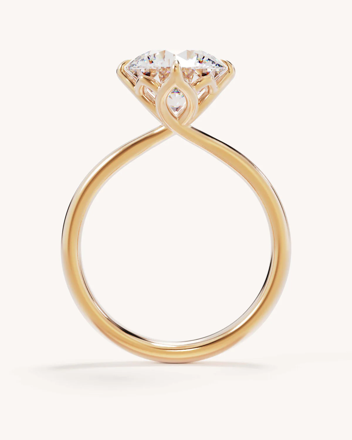 18k Solid Gold Lotus Solitaire Engagement Ring - Round 3ct - Image 4