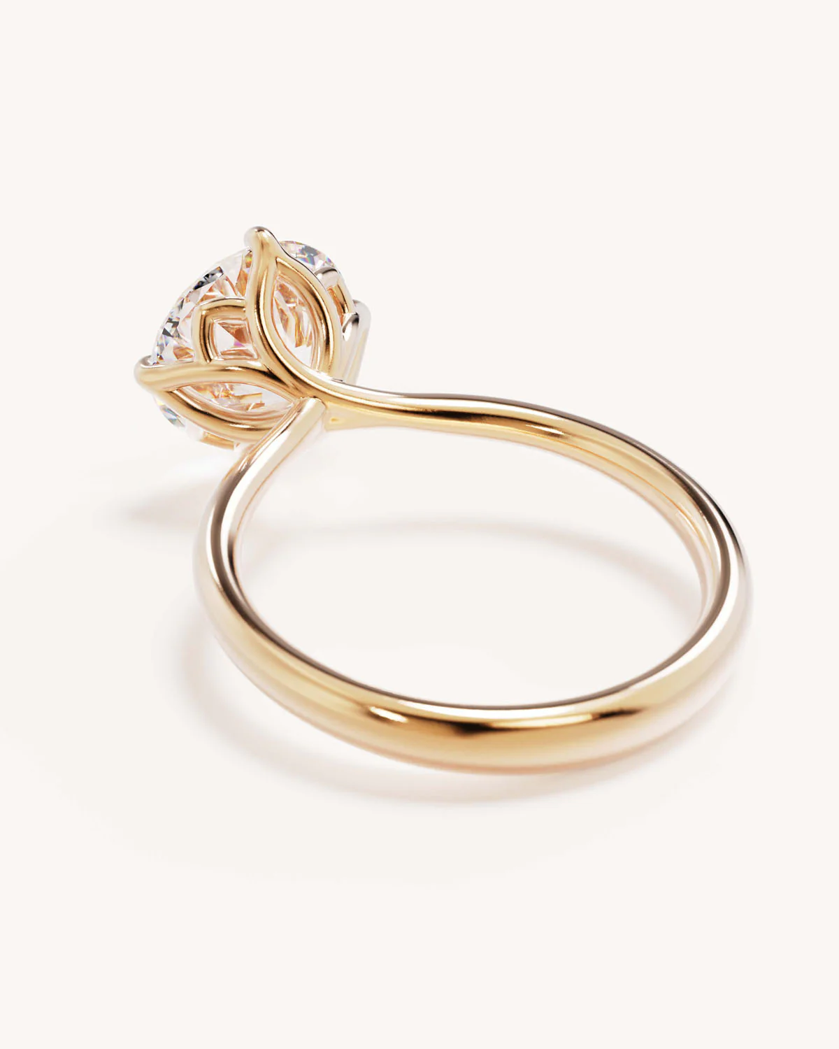 18k Solid Gold Lotus Solitaire Engagement Ring - Round 3ct - Image 5