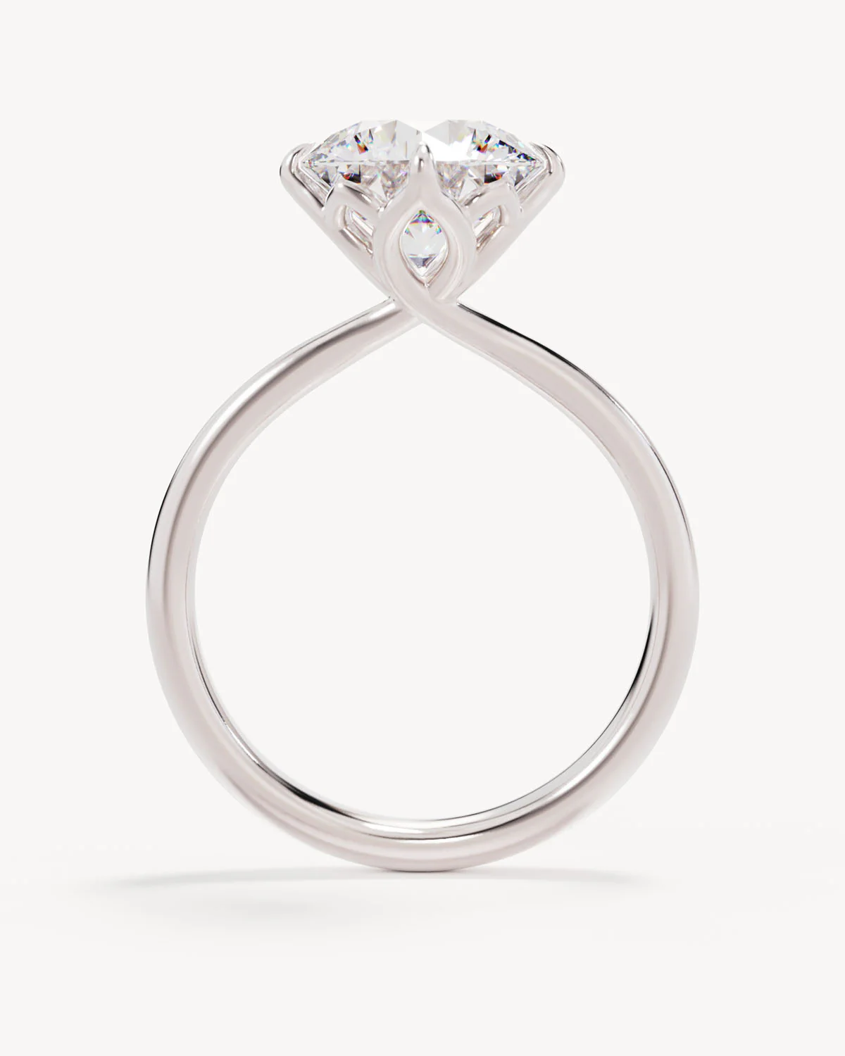 18k Solid White Gold Lotus Solitaire Engagement Ring - Round 3ct - Image 4