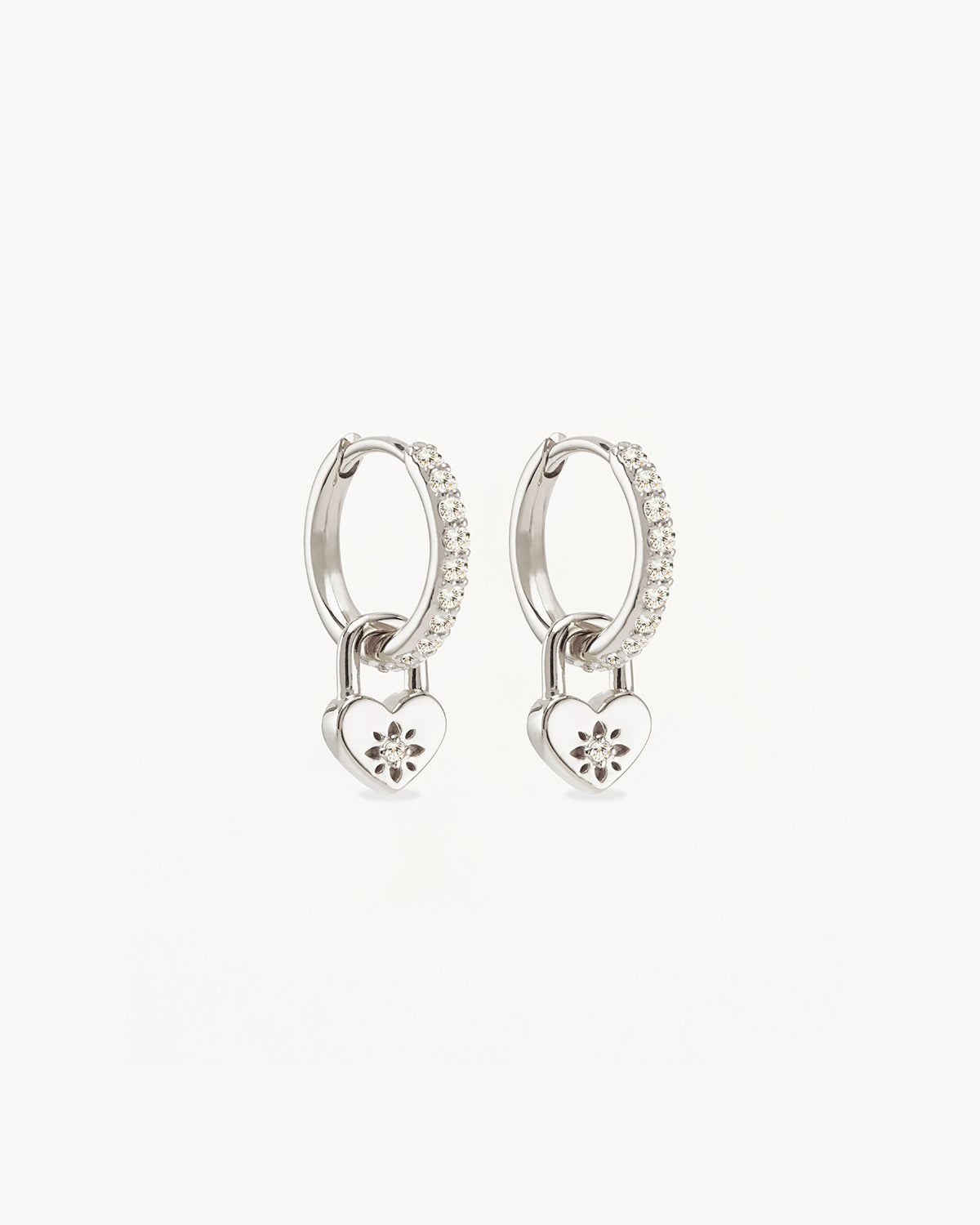 Sterling Silver Love Unlocked Padlock Hoops