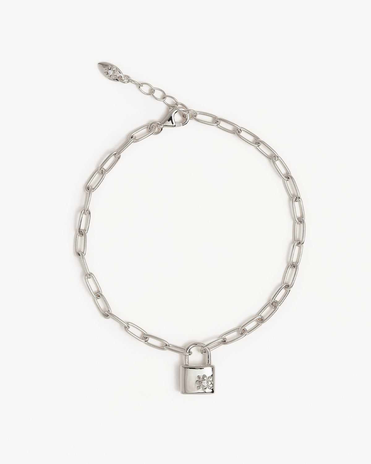 Sterling Silver Promise of Us Lotus Padlock Bracelet