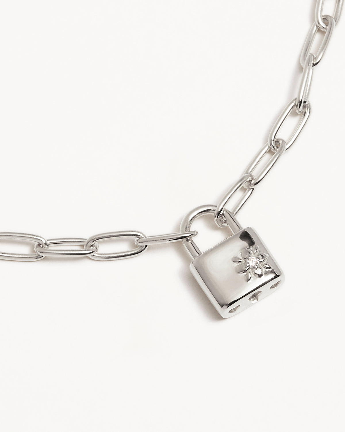Sterling Silver Promise of Us Lotus Padlock Bracelet - Image 3