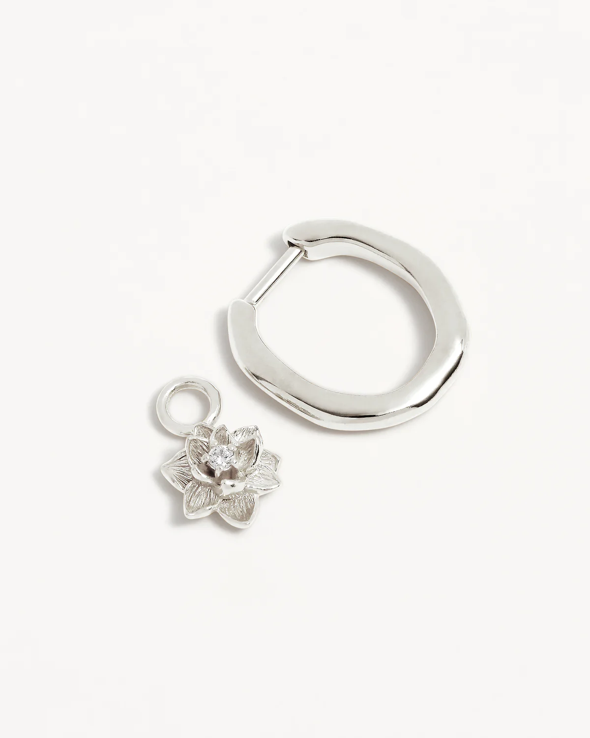 Sterling Silver Bloom Within Lotus Hoops - Image 3