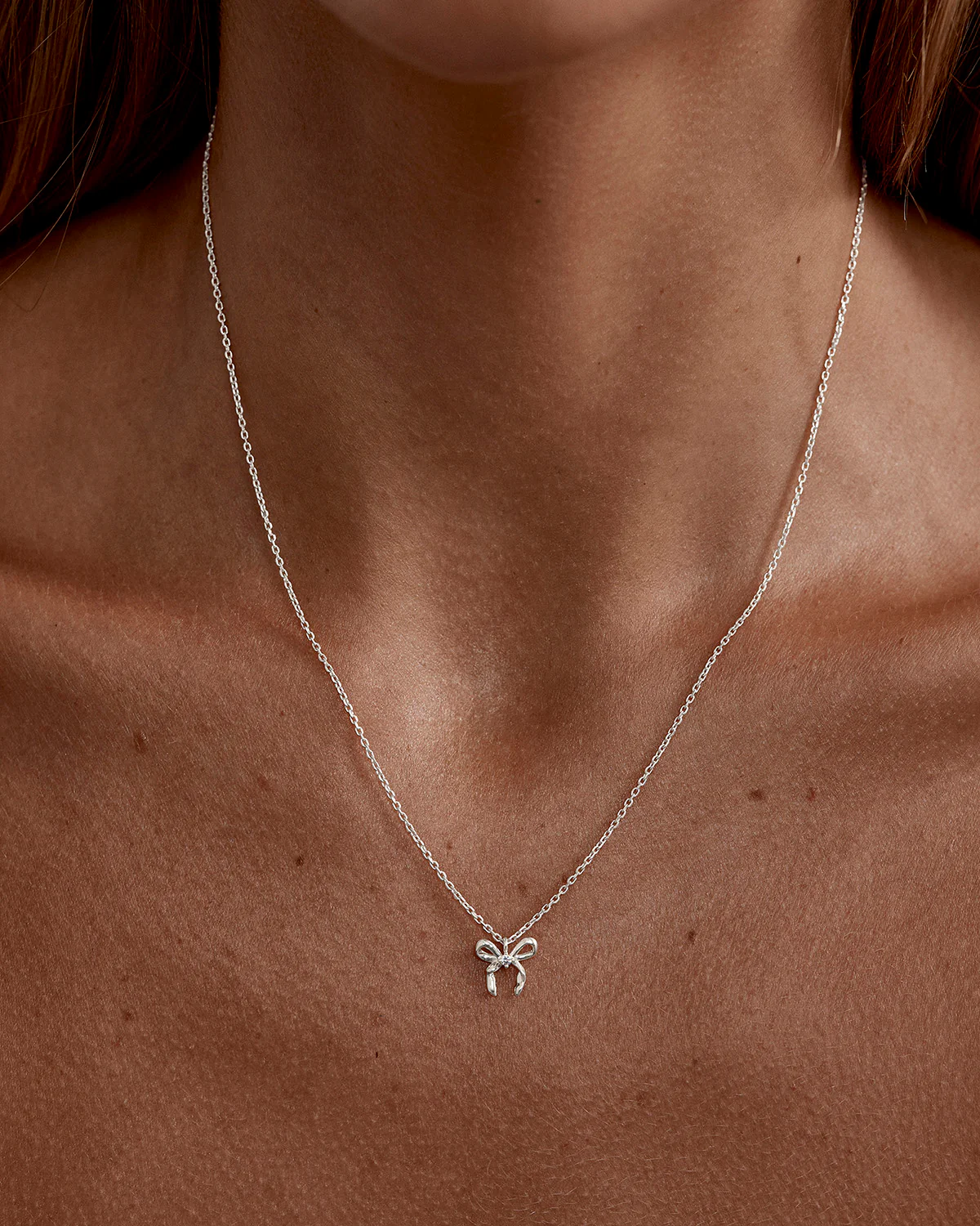 Sterling Silver Forever More Bow Necklace - Image 2