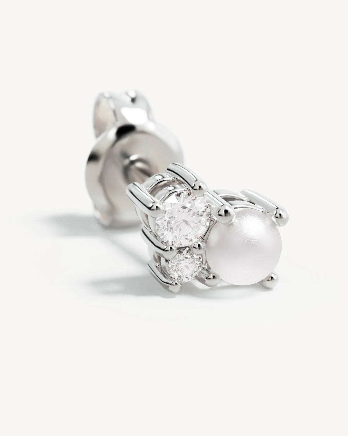 Sterling Silver Love in Stillness Pearl Stud Earrings - Image 3