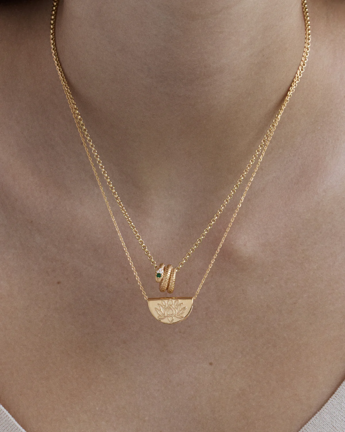 18k Gold Vermeil Snake Petal Charm - Image 4