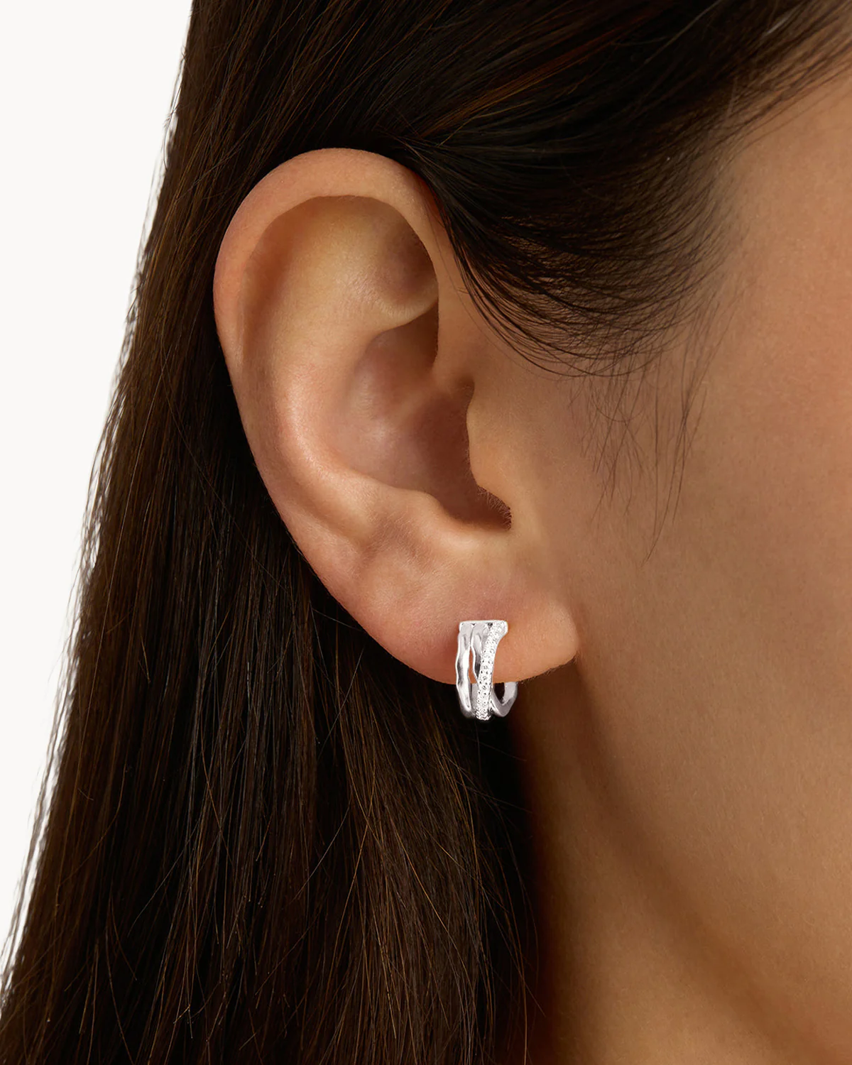 Sterling Silver Entwined Hearts Hoops - Image 2