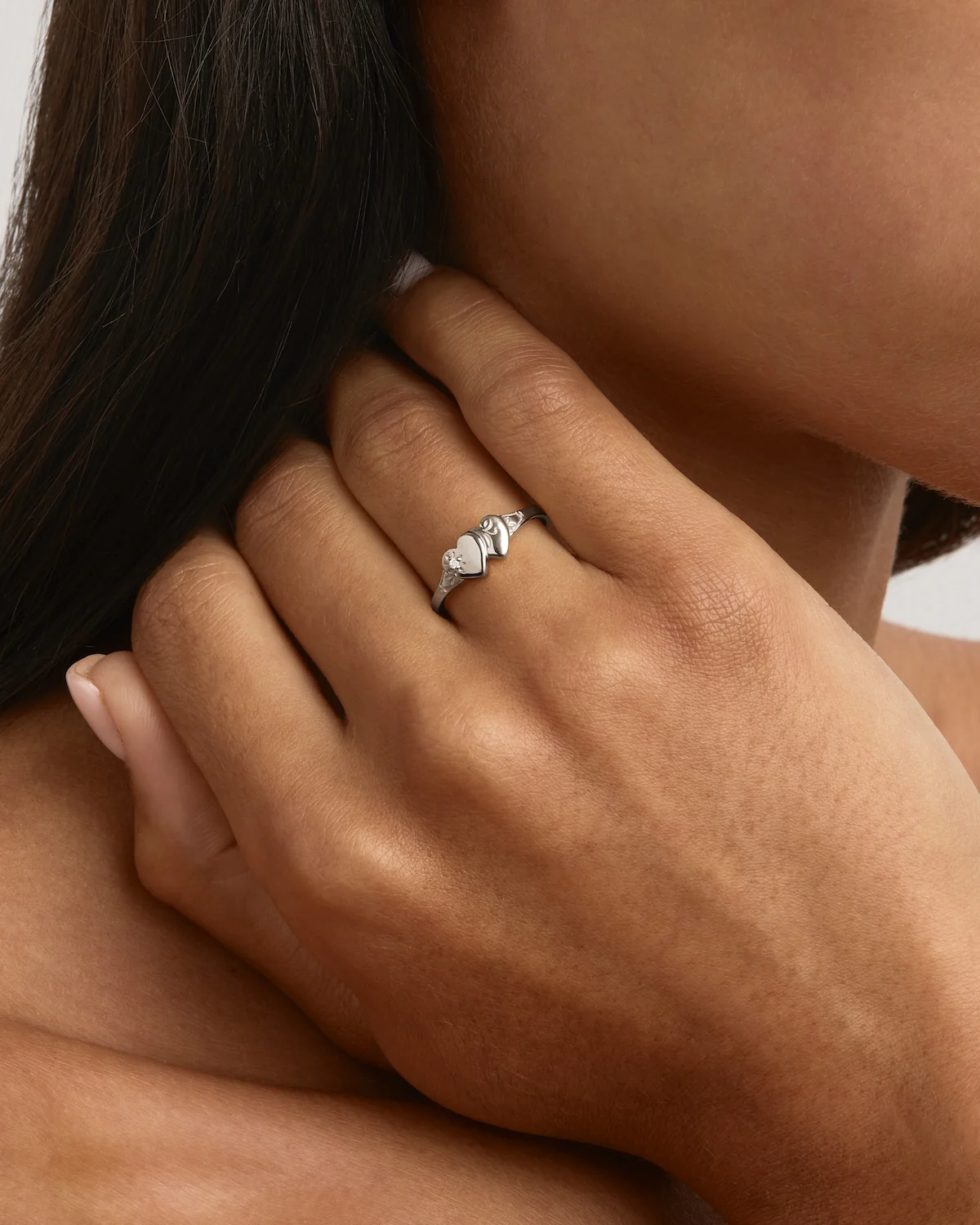 Sterling Silver Forever Intertwined Heart Signet Ring - Image 2