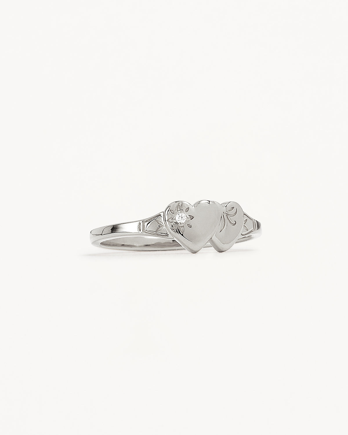Sterling Silver Forever Intertwined Heart Signet Ring - Image 3