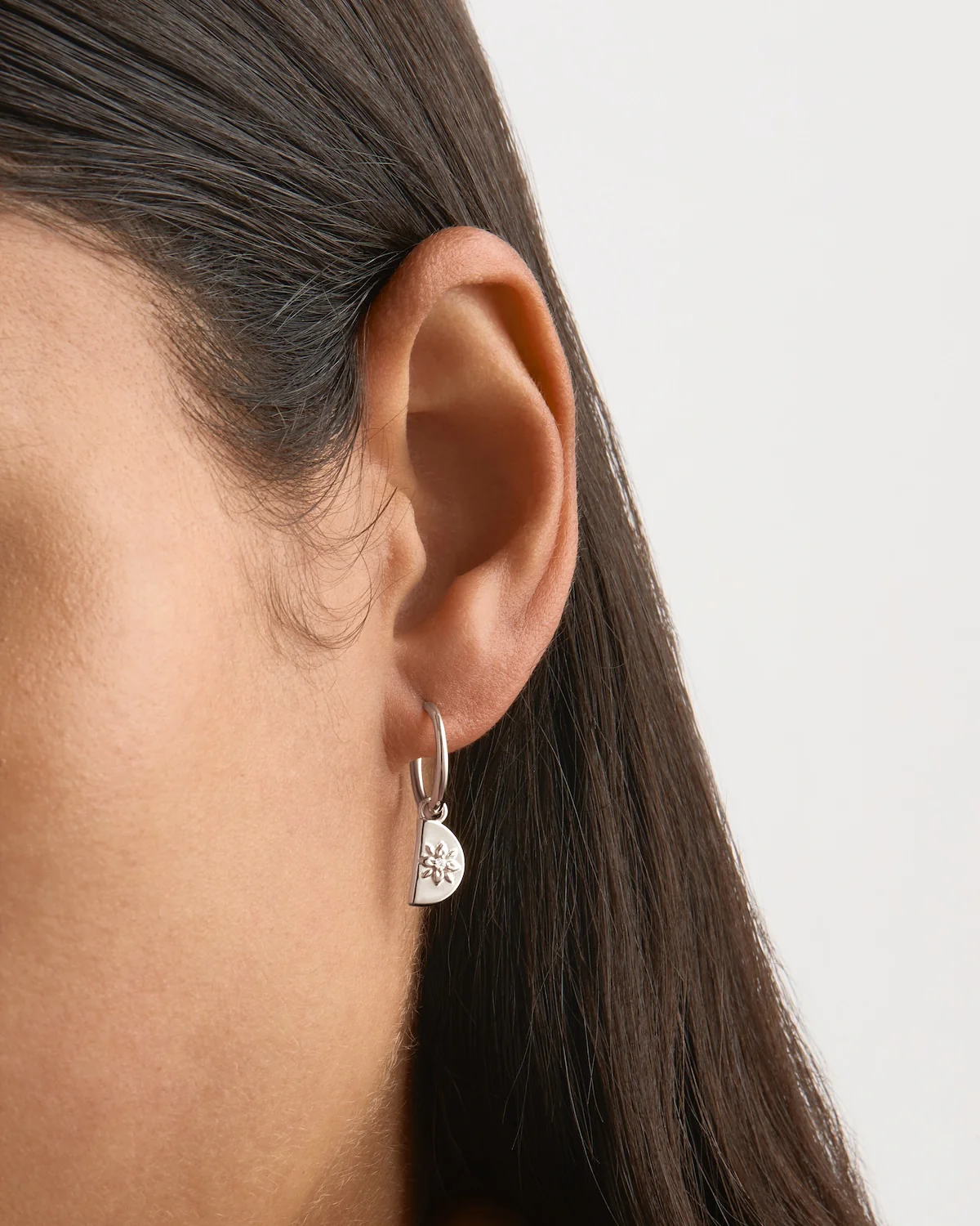 Sterling Silver Lotus Hoops - Image 2