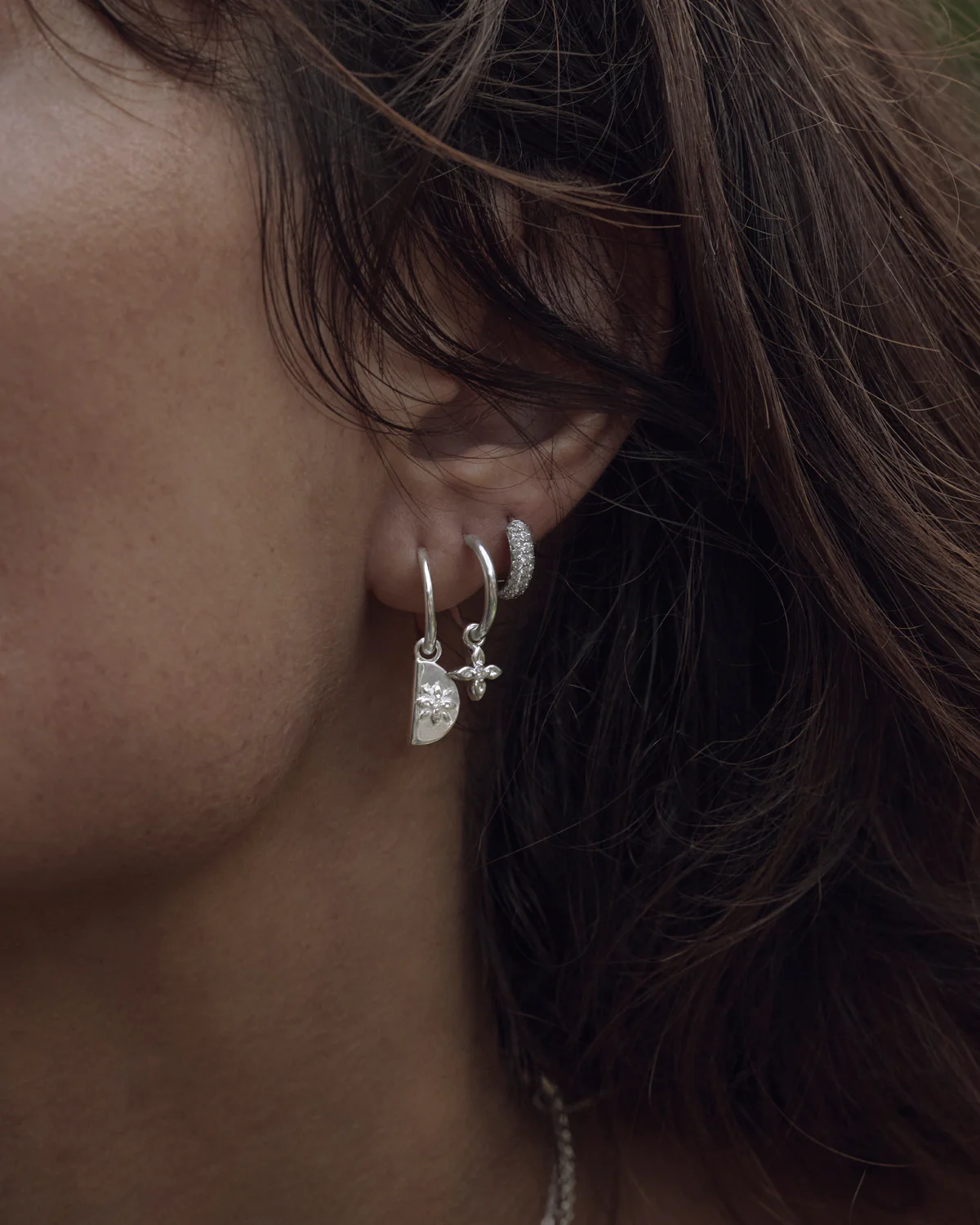 Sterling Silver Lotus Hoops - Image 4