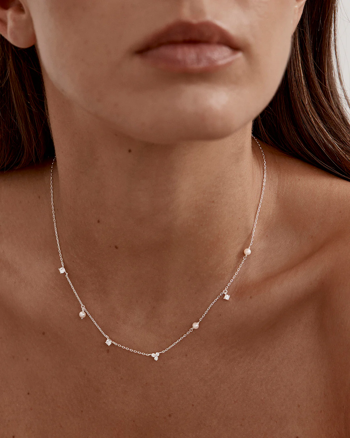 Sterling Silver Moonlit Bloom Pearl Choker - Image 4