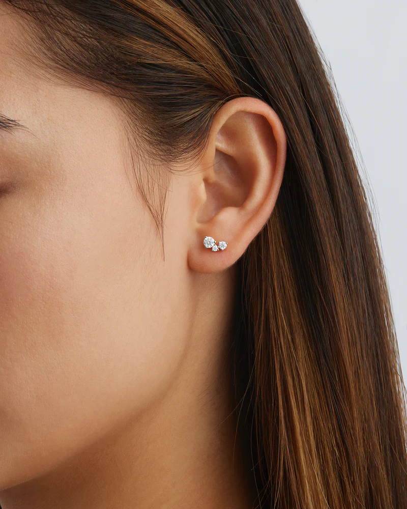 Sterling Silver Whispers of Love Stud Earrings - Image 2